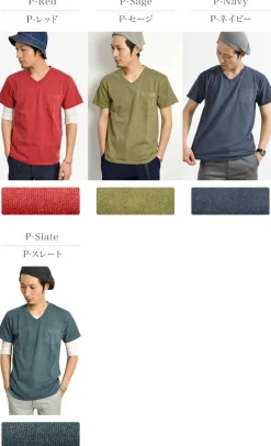 GOOD ON / GOST1408 Short sleeve V-neck pocket T-shirt