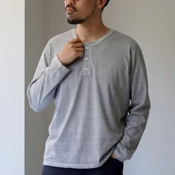 GOOD ON / Long Sleeve Henley Neck T-Shirt