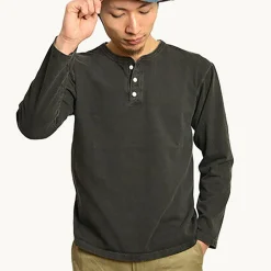 GOOD ON / Long Sleeve Henley Neck T-Shirt