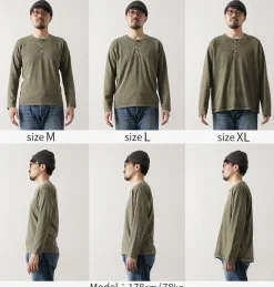 GOOD ON / Long Sleeve Henley Neck T-Shirt