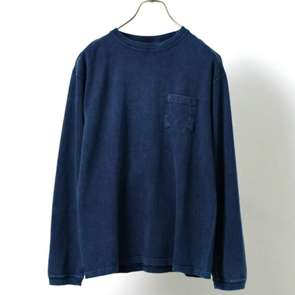 GOOD ON / Long Sleeve Pocket Crew Tee / Indigo Shave