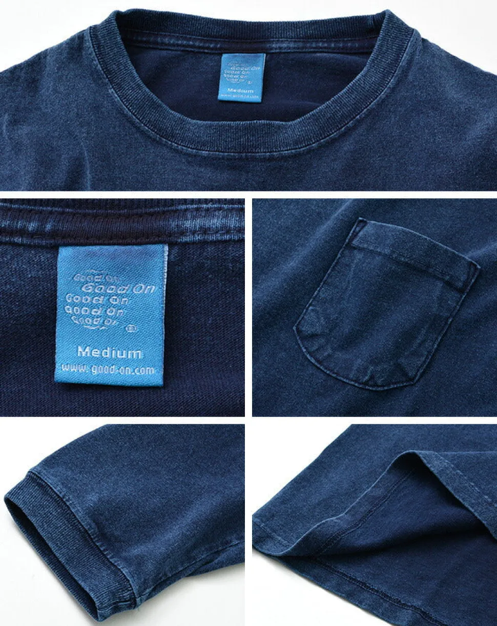 GOOD ON / Long Sleeve Pocket Crew Tee / Indigo Shave
