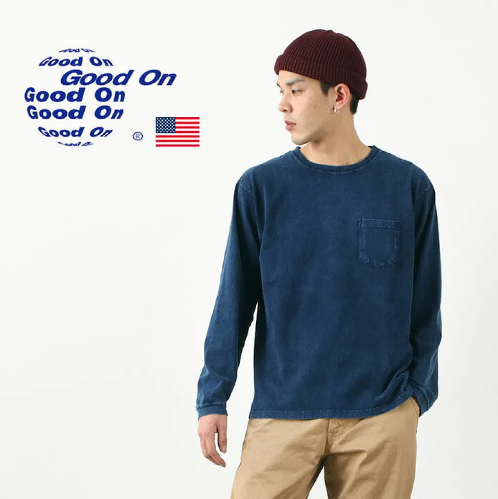 GOOD ON / Long Sleeve Pocket Crew Tee / Indigo Shave