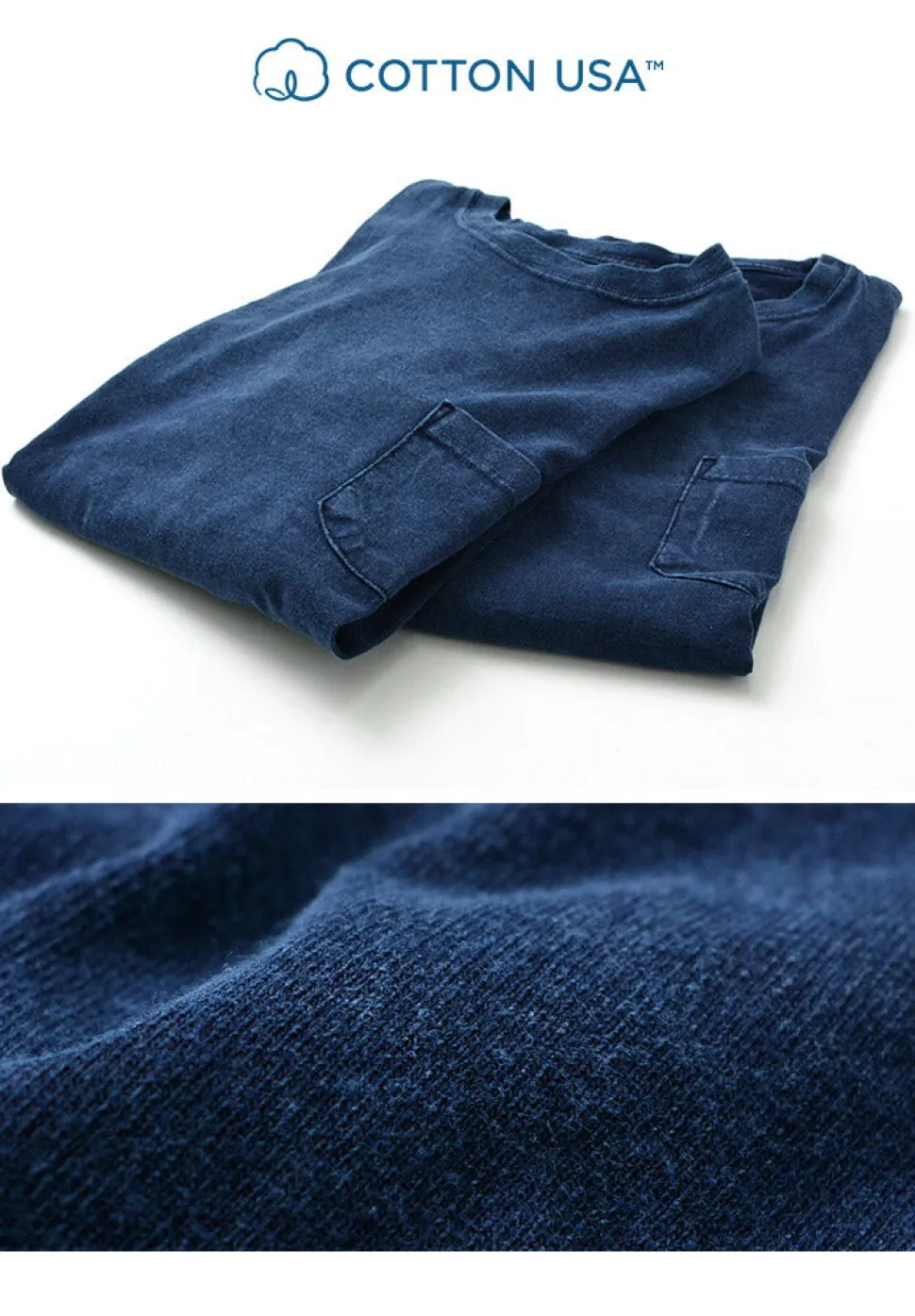 GOOD ON / Long Sleeve Pocket Crew Tee / Indigo Shave