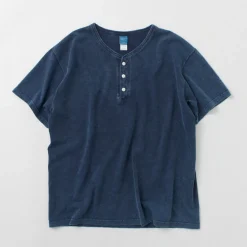GOOD ON / Short Sleeve Henley T-Shirt / Indigo Shave
