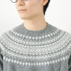 HARLEY OF SCOTLAND / Fair Isle Crew Neck Sweater