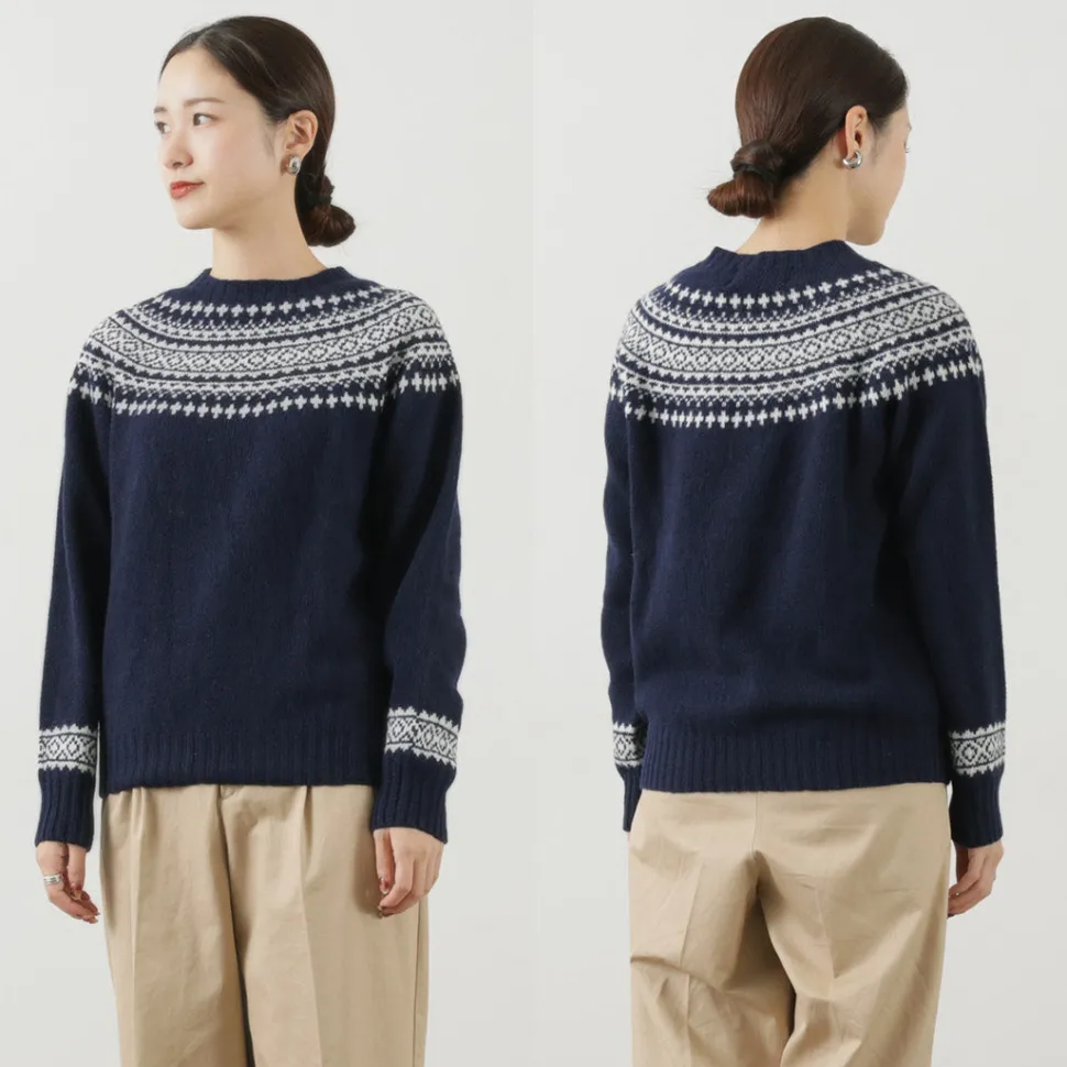 HARLEY OF SCOTLAND / Fair Isle Crew Neck Sweater