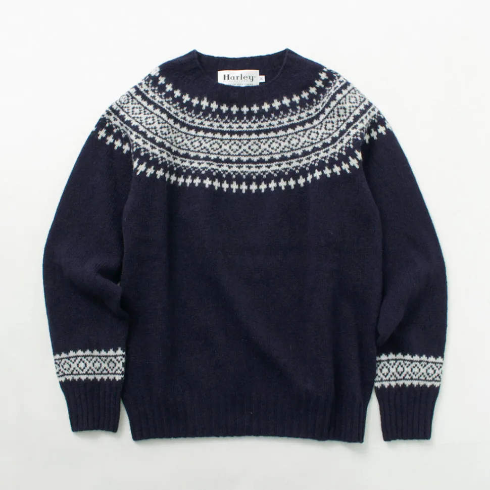 HARLEY OF SCOTLAND / Fair Isle Crew Neck Sweater
