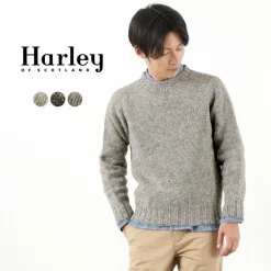 HARLEY OF SCOTLAND / M3480-7 Shetland mid-gauge crew neck knit jumper