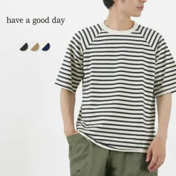 HAVE A GOOD DAY / Stripe Loose Short Sleeve T-Shirt