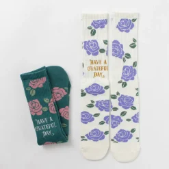 HAVE A GRATEFUL DAY / Crew Socks Flower