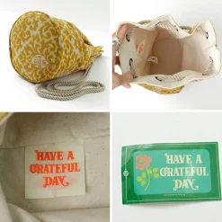 HAVE A GRATEFUL DAY / Retro damask fabric shoulder bag