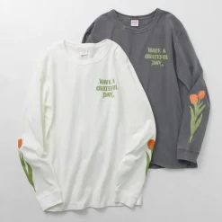 HAVE A GRATEFUL DAY / Tulip & Logo Long Sleeve T-shirt