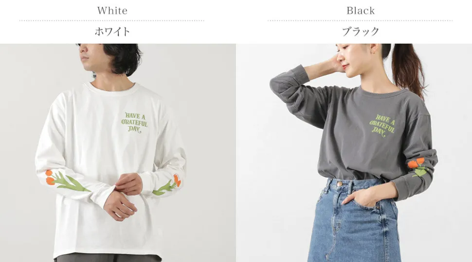 HAVE A GRATEFUL DAY / Tulip & Logo Long Sleeve T-shirt