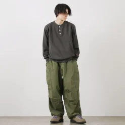 HEALTHKNIT / Classic Sweatshirt Henley Neck Long Sleeve