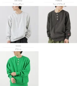 HEALTHKNIT / Classic Sweatshirt Henley Neck Long Sleeve