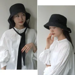 HICOSAKA / Paper Knit Bucket Ribbon Hat