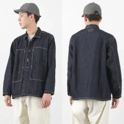 JAPAN BLUE JEANS / Cotton Linen Denim Faux Army Pullover Jacket