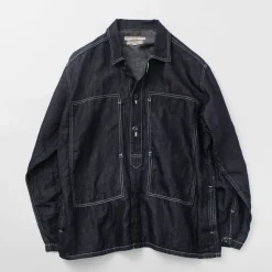 JAPAN BLUE JEANS / Cotton Linen Denim Faux Army Pullover Jacket