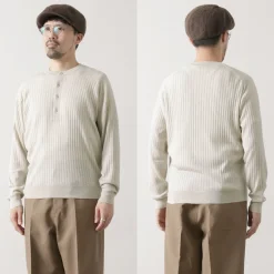 JOHN SMEDLEY / A4713 30G Henry Neck Ribbed Sweater