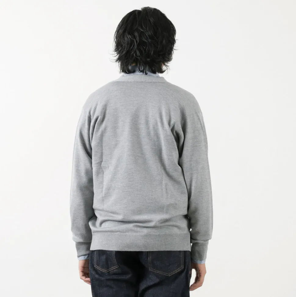 JOHN SMEDLEY / Merino Wool 24 Gauge V-Neck Knit Cardigan