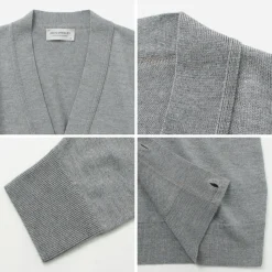 JOHN SMEDLEY / Merino Wool 24 Gauge V-Neck Knit Cardigan