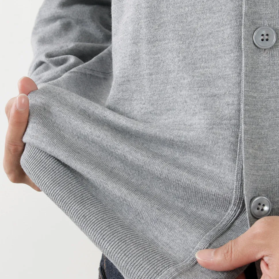 JOHN SMEDLEY / Merino Wool 24 Gauge V-Neck Knit Cardigan