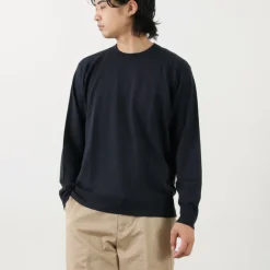 JOHN SMEDLEY / Merino Wool 24 Gauge Crew Neck Knit