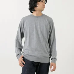 JOHN SMEDLEY / Merino Wool 24 Gauge Crew Neck Knit