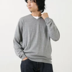 JOHN SMEDLEY / Merino Wool 30 Gauge 30 Gauge V-Neck Knit MODERN FIT