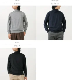 JOHN SMEDLEY / Merino Wool 30 Gauge Turtleneck Knit MODERN FIT