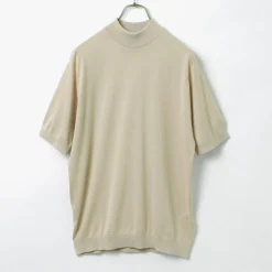 JOHN SMEDLEY / Sea Island Cotton 30 Gauge Mock Neck Knit
