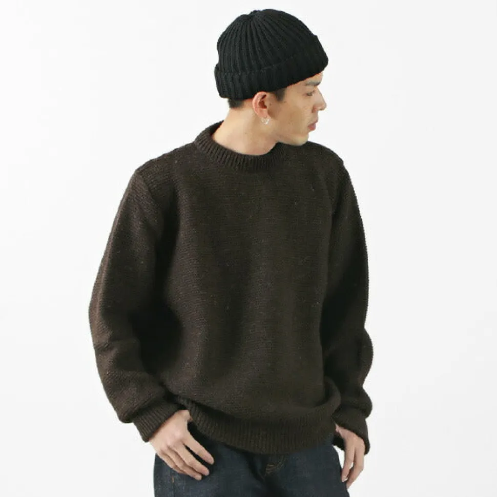 KERRY WOOLLEN MILLS / 5 Gauge 2 Ply Pearl Stitch Drop Shoulder Crew Neck Knit