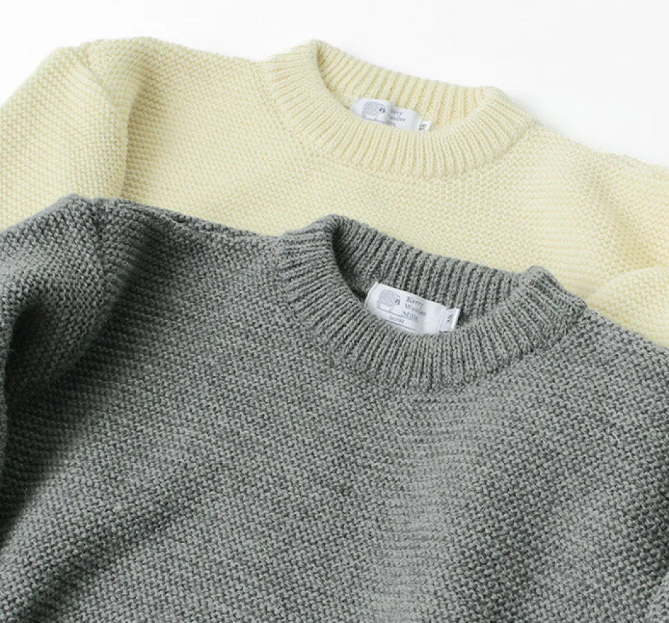 KERRY WOOLLEN MILLS / 5 Gauge 2 Ply Pearl Stitch Drop Shoulder Crew Neck Knit