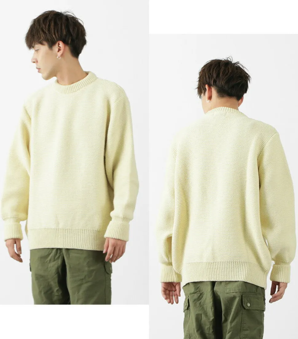 KERRY WOOLLEN MILLS / 5 Gauge 2 Ply Pearl Stitch Drop Shoulder Crew Neck Knit