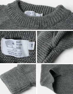 KERRY WOOLLEN MILLS / 5 Gauge 2 Ply Pearl Stitch Drop Shoulder Crew Neck Knit