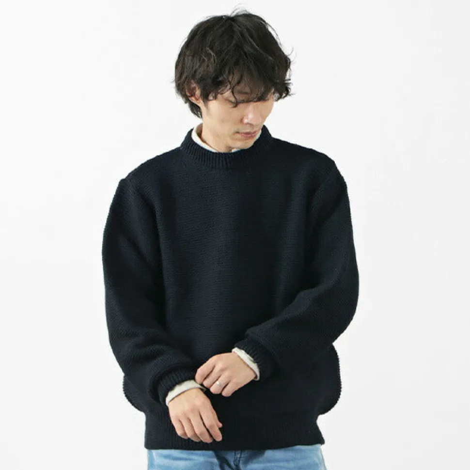 KERRY WOOLLEN MILLS / 5 Gauge 2 Ply Pearl Stitch Drop Shoulder Crew Neck Knit