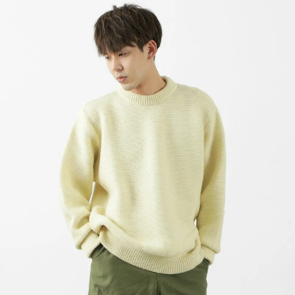 KERRY WOOLLEN MILLS / 5 Gauge 2 Ply Pearl Stitch Drop Shoulder Crew Neck Knit