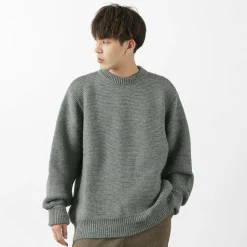 KERRY WOOLLEN MILLS / 5 Gauge 2 Ply Pearl Stitch Drop Shoulder Crew Neck Knit