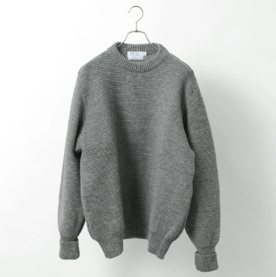 KERRY WOOLLEN MILLS / 5 Gauge 2 Ply Pearl Stitch Drop Shoulder Crew Neck Knit