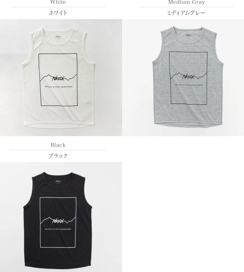 NANGA / Dry mix frame logo tank top T-shirt