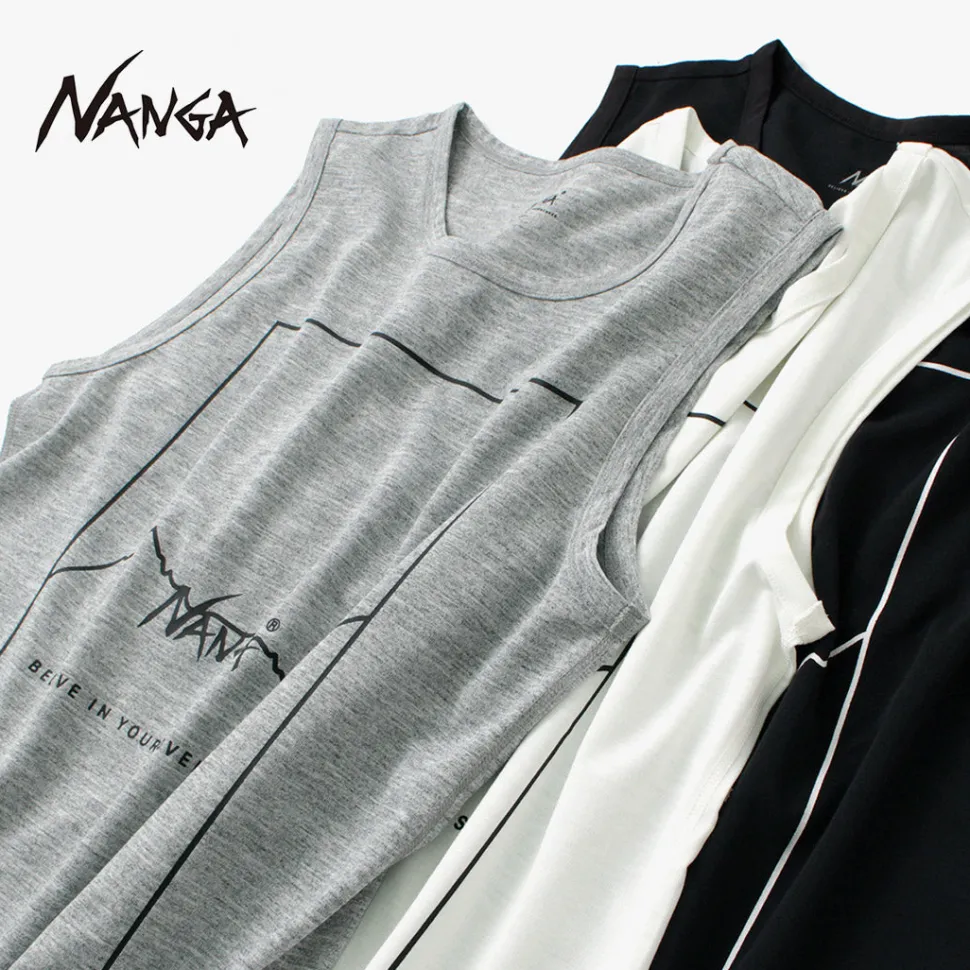 NANGA / Dry mix frame logo tank top T-shirt