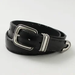 ORCIANI / Bull Soft punched leather belt with metal tip