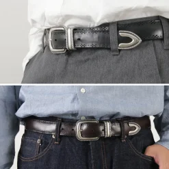 ORCIANI / Bull Soft punched leather belt with metal tip