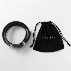 ORCIANI / Bull Soft punched leather belt with metal tip