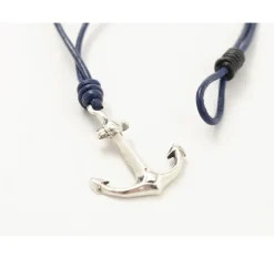 PHADUA / Anchor Leather Wrap Bracelet / Silver