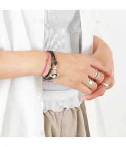 PHADUA / Anchor Leather Wrap Bracelet / Silver