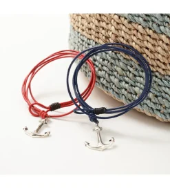 PHADUA / Anchor Leather Wrap Bracelet / Silver