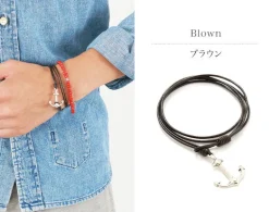 PHADUA / Anchor Leather Wrap Bracelet / Silver