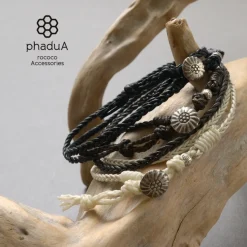 PHADUA / Braided 1mm Leather 2 Wrap Anklet